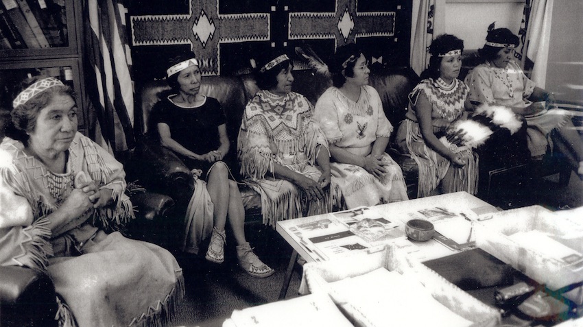 Picture taken on September 1966 in Washington D.C. Left to right: Helen McGee, Jessie Durant, Rosie Moose, Josephine Cromwell, Alta Rogers and Ethel Willis. The Tri-County Indian Health Project began in 1968 and became the Toiyabe Indian Health Project that we are today. 